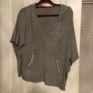 Juicy Couture grey hoodie tunic poncho with crystal pocket